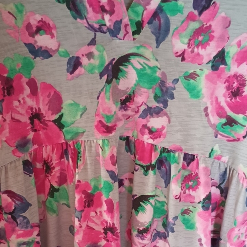 Honeyme Floral Tunic - Pink and Green XXL - Picture 3 of 4